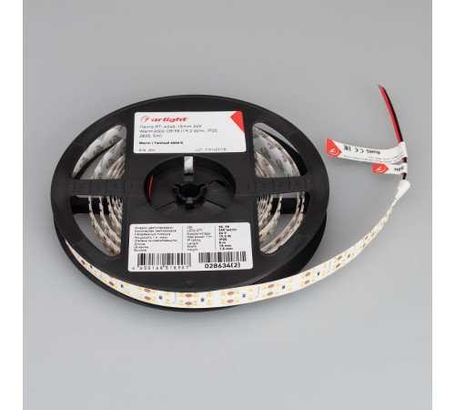 Лента светодиодная RT-A240-15mm 24V Warm3000 CRI98 (19.2 W/m, IP20, 2835, 5m) (arlight, Открытый)  028634(2)  Arlight