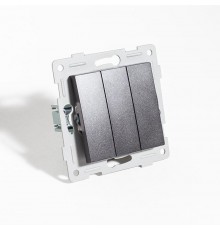 Выключатель трехклавишный, 10А, 220-250V (антрацит)  201125  SPL