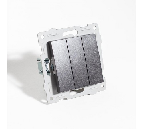 Выключатель трехклавишный, 10А, 220-250V (антрацит)  201125  SPL