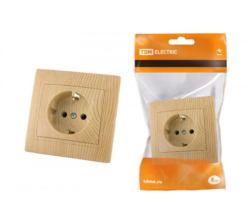 Розетка 2П+З 16А 250В "ЭКО" (сосна) "Таймыр"  SQ1814-0212  TDM