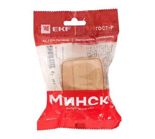 Выключатель 1-клавишный ОП Минск 10А светлое дерево EKF  EGV10-021-30  EKF