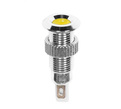 Индикатор металл 8 12В желтый LED  36-4717  REXANT