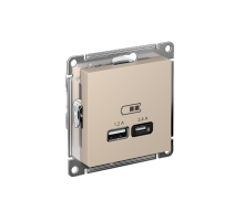 AtlasDesign Песочный USB Розетка A+С, 5В/2,4А, 2х5В/1,2А, механизм  ATN001239  SE
