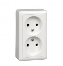 Хит Белый О/У с изолирующей пластиной Розетка 2-ая без заземления без шторок  16А, 250В  RA16-237I-B  SE