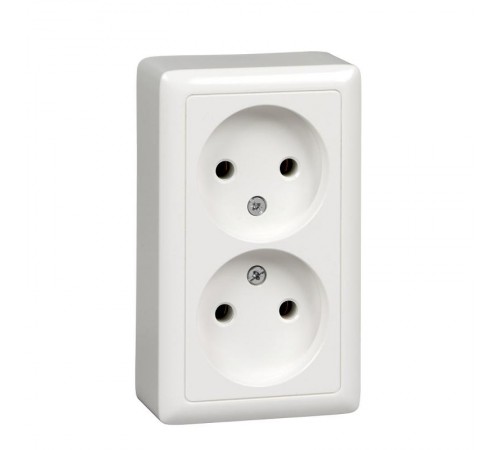 Хит Белый О/У с изолирующей пластиной Розетка 2-ая без заземления без шторок  16А, 250В  RA16-237I-B  SE