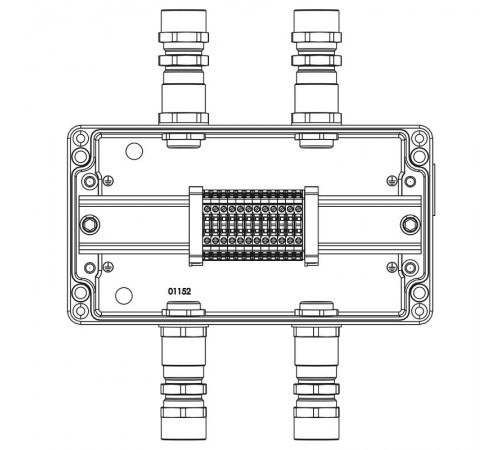 Взрывозащищенная клеммная коробка из алюминия TBE-A-14-(12xCBC.2)-2xKA2MHK(A)-2xKA2MHK(C)1Ex e IIC Т5 Gb / Ex tb IIIC T95°C Db IP66  1201.141.22.1240