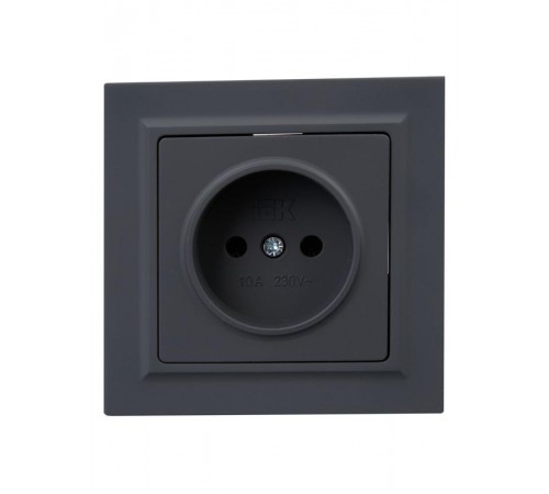 BRITE Розетка без заземления без шторок10А в сборе РСР10-1-0-БрГ графит  BR-R10-10-K53-F  IEK