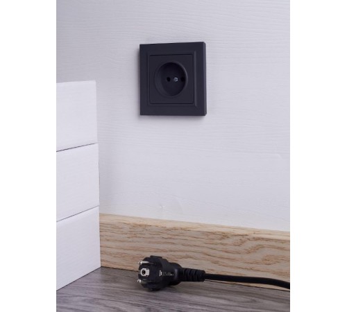 BRITE Розетка без заземления без шторок10А в сборе РСР10-1-0-БрГ графит  BR-R10-10-K53-F  IEK