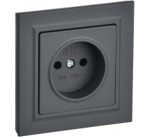 BRITE Розетка без заземления без шторок10А в сборе РСР10-1-0-БрГ графит  BR-R10-10-K53-F  IEK