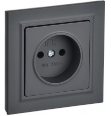 BRITE Розетка без заземления без шторок10А в сборе РСР10-1-0-БрГ графит  BR-R10-10-K53-F  IEK