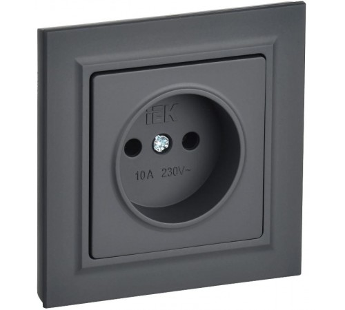 BRITE Розетка без заземления без шторок10А в сборе РСР10-1-0-БрГ графит  BR-R10-10-K53-F  IEK