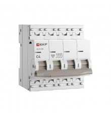 Выключатель автоматический четырёхполюсный 4А (C) 6кА ВА 47-63N PROxima M636404C  EKF
