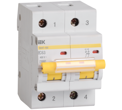 Выключатель автоматический двухполюсный ВА47-100 80А C 10кА KARAT  MVA40-2-080-C  IEK