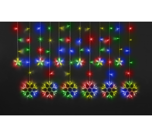 Гирлянда  95 123 NGF-D032-04 (бахрома звезды и снежинки RGBY 2.5*1м IP2  95123  Navigator