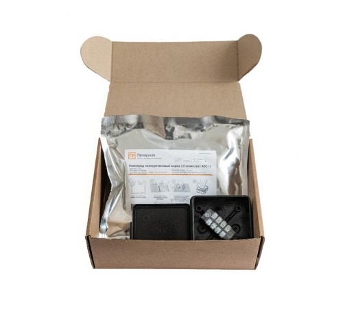 Коробка распределительная двухкомпонентная (HF) с компаундом и с 4-кл. зажимами, сечение до 1,5 мм, 80х80х40 черная IP68 PR80.0175  Промрукав