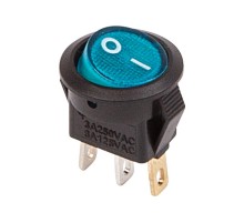 Выключатель клавишный круглый 250V 3А (3с) ON-OFF синий с подсветкой Micro  36-2531  REXANT