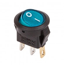 Выключатель клавишный круглый 250V 3А (3с) ON-OFF синий с подсветкой Micro  36-2531  REXANT