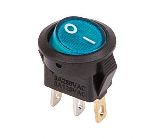 Выключатель клавишный круглый 250V 3А (3с) ON-OFF синий с подсветкой Micro  36-2531  REXANT