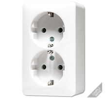 Штепсельная розетка SCHUKO для накладного монтажа, 16A 250V ~ сдвоенная; слоновая кость  6020KIA  Jung