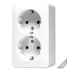 Штепсельная розетка SCHUKO для накладного монтажа, 16A 250V ~ сдвоенная; слоновая кость  6020KIA  Jung