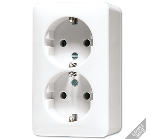 Штепсельная розетка SCHUKO для накладного монтажа, 16A 250V ~ сдвоенная; слоновая кость  6020KIA  Jung