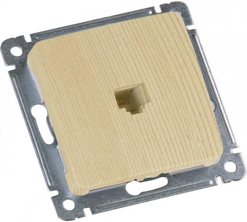 Розетка телефонная скрытой установки, механизм, цвет сосна  РСТ-400-02  HEGEL