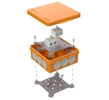 Коробка огнестойкая для о/п двухкомпонентная 60-0303-FR10.0-4 Е15-Е120 100х100х40 IP66  4p, 10.0 мм.кв. 60-0303-FR10.0-4  Промрукав