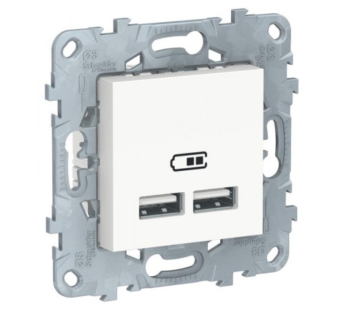 Unica New Белый Розетка USB, двойная, 5 В / 2100 мА  NU541818  Schneider Electric