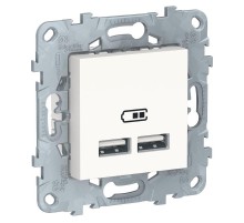 Unica New Белый Розетка USB, двойная, 5 В / 2100 мА  NU541818  Schneider Electric