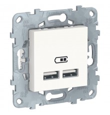 Unica New Белый Розетка USB, двойная, 5 В / 2100 мА  NU541818  Schneider Electric