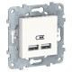 Unica New Белый Розетка USB, двойная, 5 В / 2100 мА  NU541818  Schneider Electric