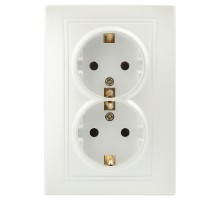 Розетка Intro Plano 1-205-06 с заземлением двойная 2X2P+E Schuko, 16А-250В, IP20, СУ, перламутр  Б0053920  Intro