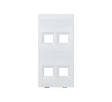 Модуль S прямой на 4 разъема RJ45 без шторок белого цвета Connect  S076C-9  Simon