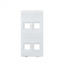 Модуль S прямой на 4 разъема RJ45 без шторок белого цвета Connect  S076C-9  Simon