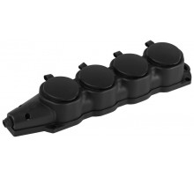 Колодка  KX-4e-B-IP44 каучуковая с заземлением 4 розетки 16A IP44 черная  Б0068394  ЭРА