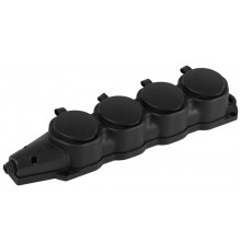 Колодка  KX-4e-B-IP44 каучуковая с заземлением 4 розетки 16A IP44 черная  Б0068394  ЭРА