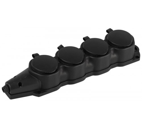Колодка  KX-4e-B-IP44 каучуковая с заземлением 4 розетки 16A IP44 черная  Б0068394  ЭРА