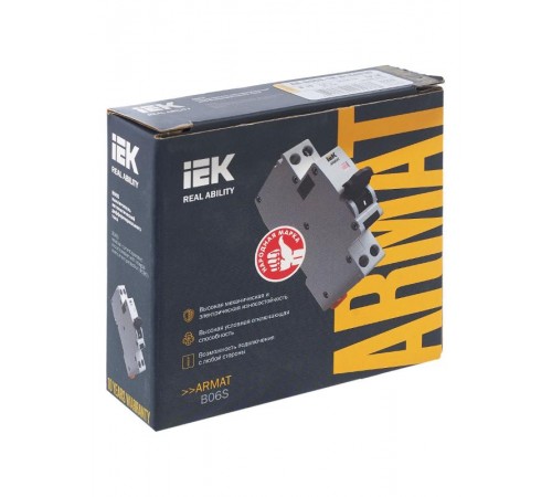 Выключатель автоматический дифференциального тока АВДТ B06S 1P+NP B16 30мА тип A (18мм) ARMAT IEK  AR-B06S-1N-B16A030  IEK