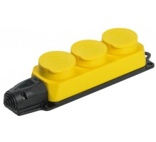 Колодка каучуковая с/з 3 гн ОМЕГА IP44 жёлтая РБ33-1-0м  PKR61-016-2-K05  IEK