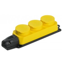 Колодка каучуковая с/з 3 гн ОМЕГА IP44 жёлтая РБ33-1-0м  PKR61-016-2-K05  IEK