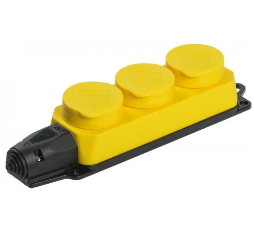 Колодка каучуковая с/з 3 гн ОМЕГА IP44 жёлтая РБ33-1-0м  PKR61-016-2-K05  IEK