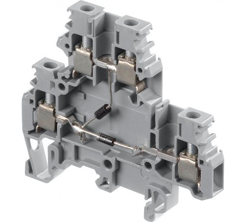 Клемма M4/6.DE1.D, 2-уровневая, 2 диода, 250В, 1А, 1 общий катод (нижний уровень, лев. вывод), винт 4мм.кв.  1SNA115371R2600  TE