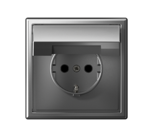 ArtGallery Сталь Розетка с заземлением со шторками с крышкой, 16А, IP20,  механизм, быстрозажим. клем.  GAL000946S  SE