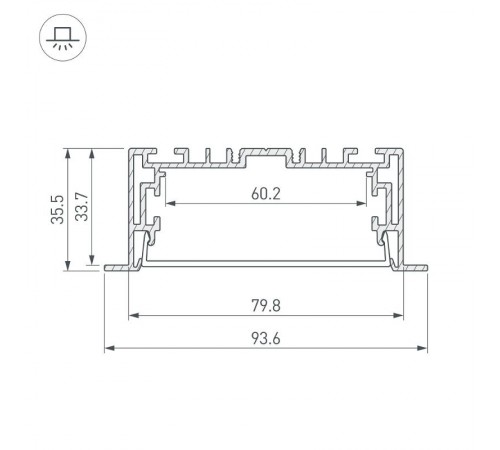 Профиль с экраном S2-LINIA94-F-2500 ANOD+OPAL (Arlight, Алюминий)  021178(1)  Arlight