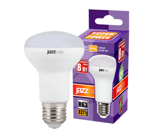 Лампа светодиодная LED 8Вт Е27 220В 3000К PLED- SP R63 отражатель (рефлектор)  1033642  Jazzway
