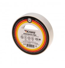 Изолента ПВХ 19 мм х 25 м, белая  KR-09-2201  Kranz