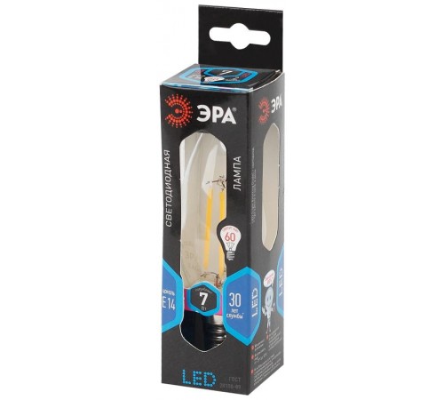 Лампа светодиодная F-LED B35-7W-840-E14 (филамент, свеча, 7Вт, нейтр, E14)  Б0027943  ЭРА