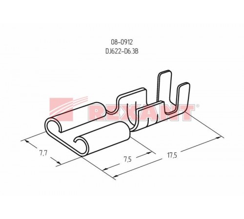 Клемма плоская гнездо 7.7 мм 1-1.5 мм (РП-м 1.5-(6.3))  08-0912  REXANT