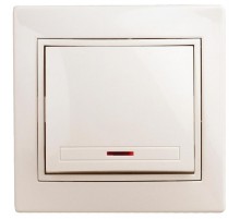 Выключатель Intro Plano 1-102-02 одноклавишный с подсветкой, 10А-250В, IP20, СУ, слоновая кость  Б0053730  Intro