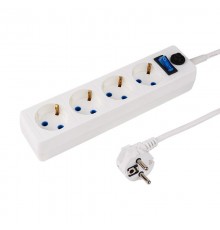 Сетевой фильтр STANDARD 4 гнезда, 3 м, 3х0.75 кв.мм, с/з + автовыкл., белый  11-7228  PROconnect